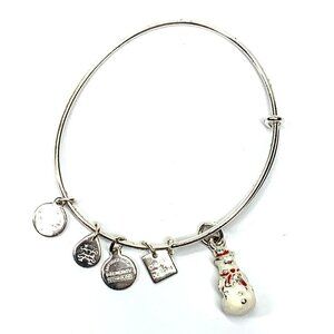 Alex and Ani Snowman Charm Bracelet Silver Gold Finish - Expands 2"- 3.5"